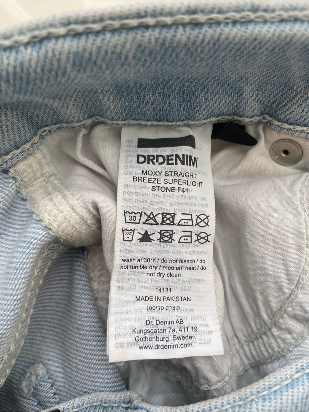 Dr Denim Moxy Straight Jeans Breeze Superlight Stone Wash Light size Medium 28 - Picture 7 of 10